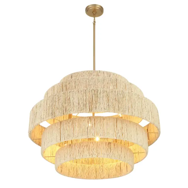 Caviana 6-Light Pendant in Signature Brass with Natural Abaca Shade - Image 5