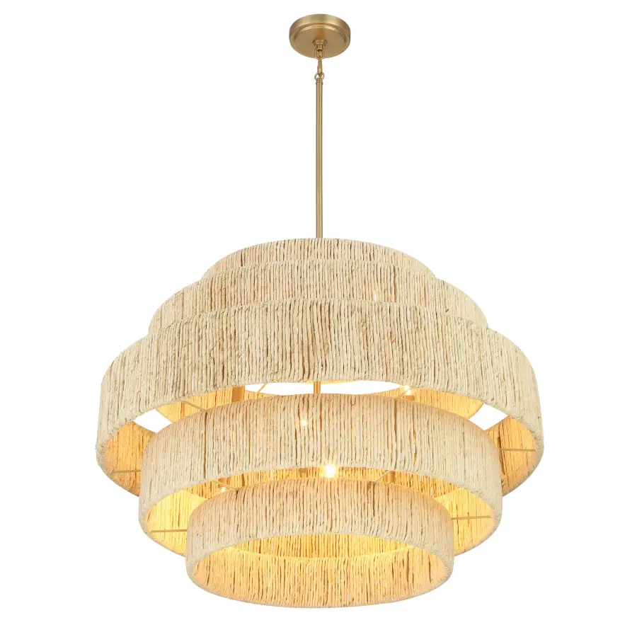 Caviana 6-Light Pendant in Signature Brass with Natural Abaca Shade - Image 5