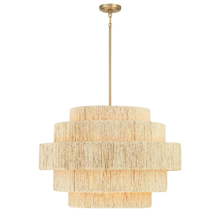 Caviana 6-Light Pendant in Signature Brass with Natural Abaca Shade - Image 6