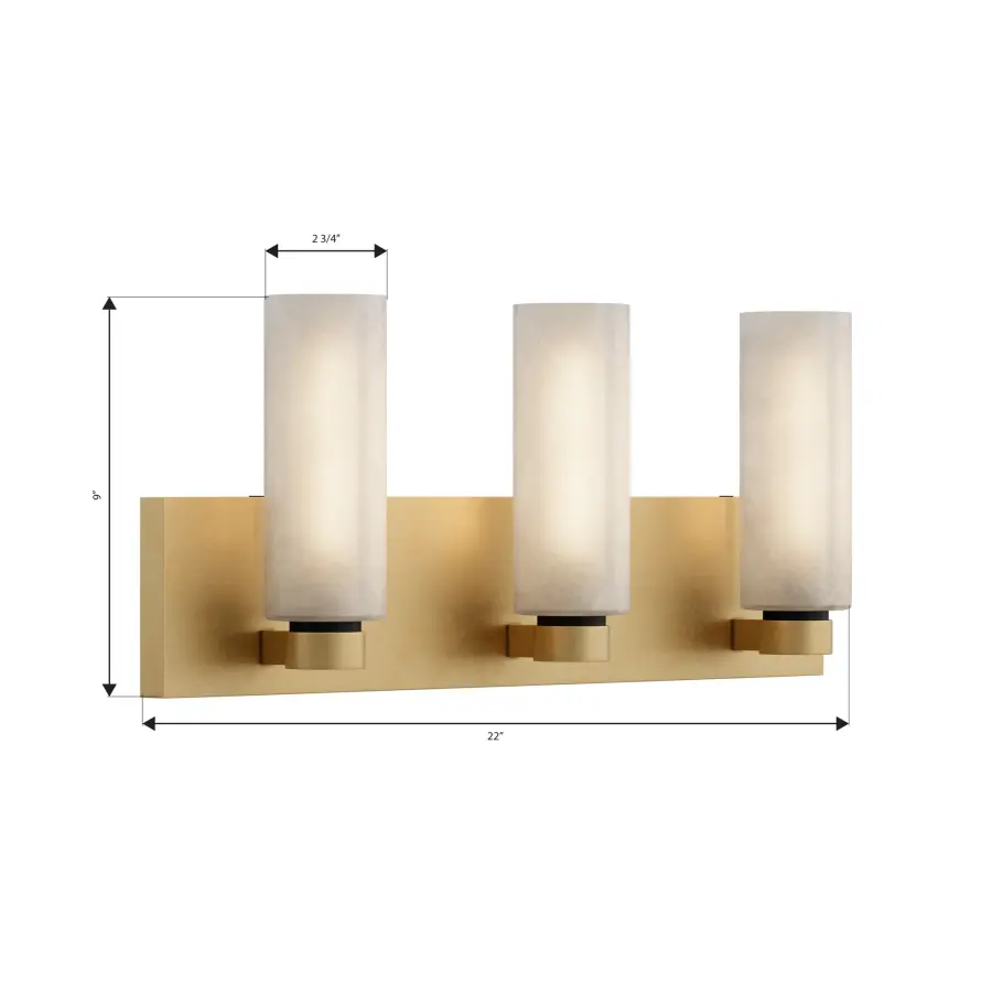 Wexmere 22" 3-Light Vanity in Legacy Brass and Dark Matte Black - Image 2