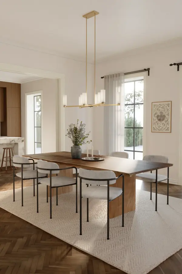 8-Light Linear Chandelier - Legacy Brass and Dark Matte Black with Etched Alabaster Glass - alternate view