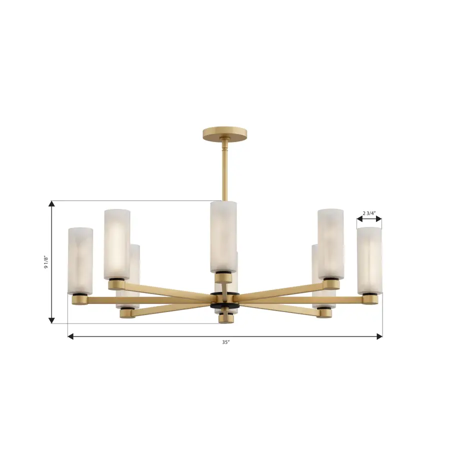 Wexmere 35" 8-Light Chandelier in Legacy Brass - Image 4