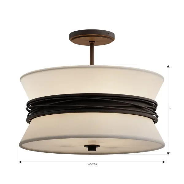 Dalvor 15" 3-Light Semi-Flush Mount in Dark Bronze - Image 4