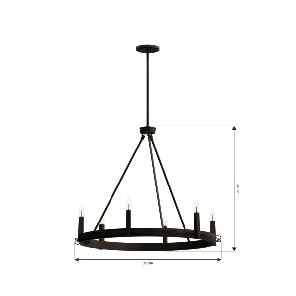 Dalvor 36" 6-Light Pendant in Dark Bronze - Image 4
