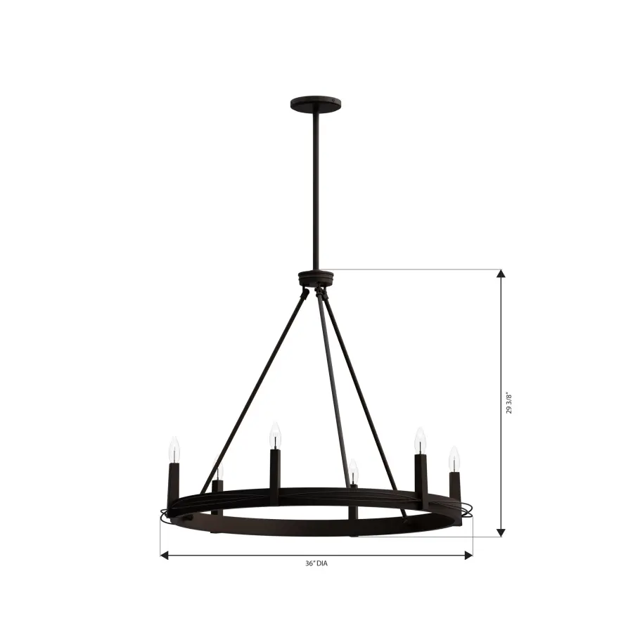 Dalvor 36" 6-Light Pendant in Dark Bronze - Image 4