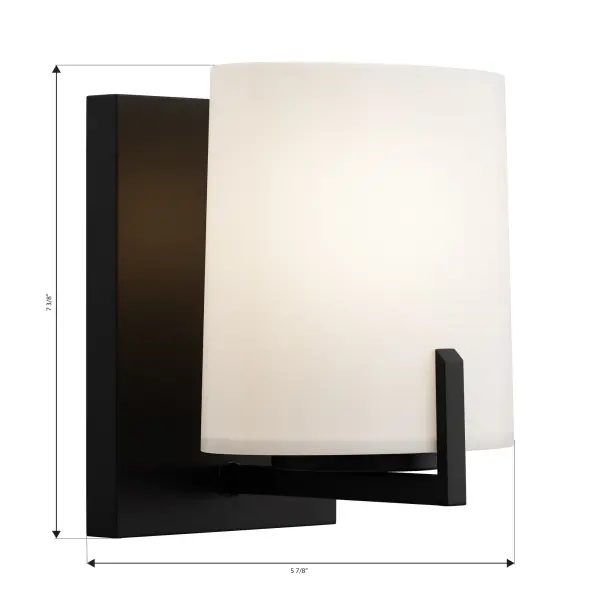 1-Light Bath Sconce - Dark Matte Black with Etched Opal Glass - alternate view