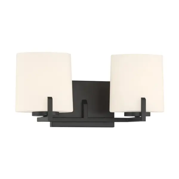 2-Light Vanity - Dark Matte Black with Etched Opal Glass