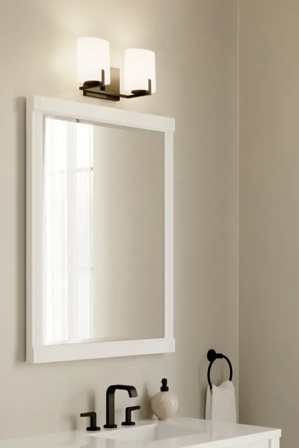 2-Light Vanity - Dark Matte Black with Etched Opal Glass - alternate view