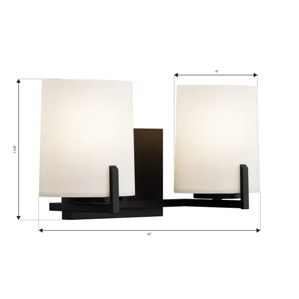 Mirelle 16" 2-Light Vanity in Dark Matte Black - Image 3