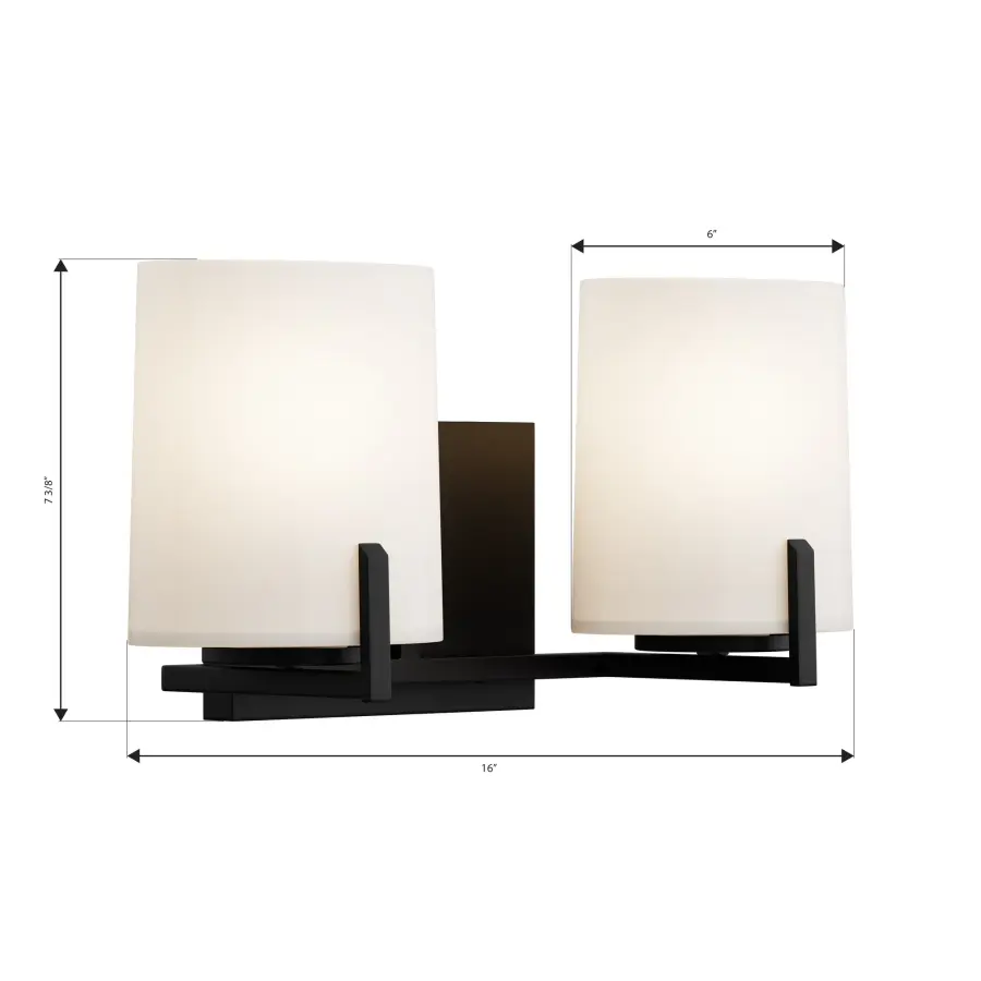 Mirelle 16" 2-Light Vanity in Dark Matte Black - Image 3
