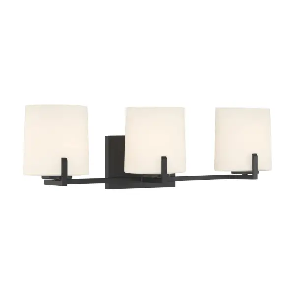 3-Light Vanity - Dark Matte Black with Etched Opal Glass