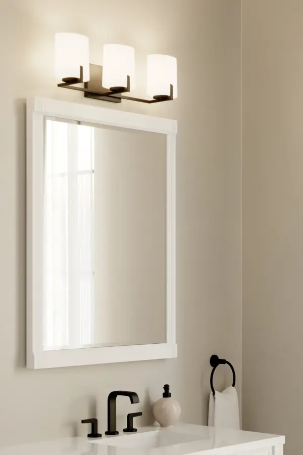 3-Light Vanity - Dark Matte Black with Etched Opal Glass - alternate view