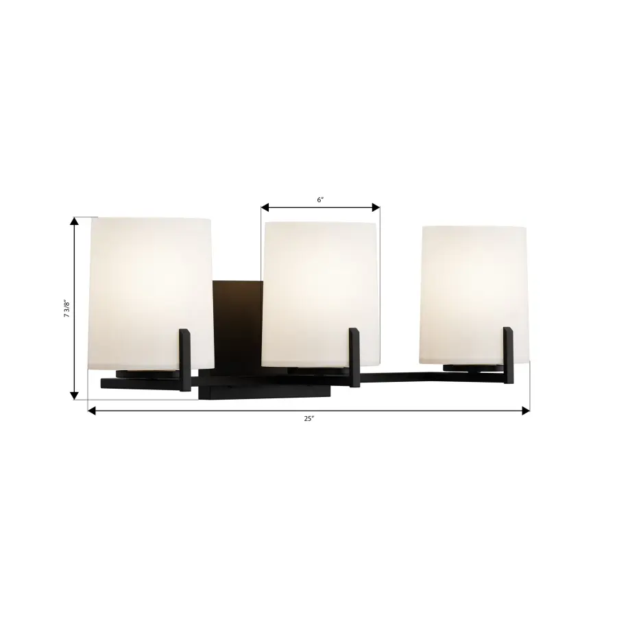 Mirelle 25" 3-Light Vanity in Dark Matte Black - Image 3