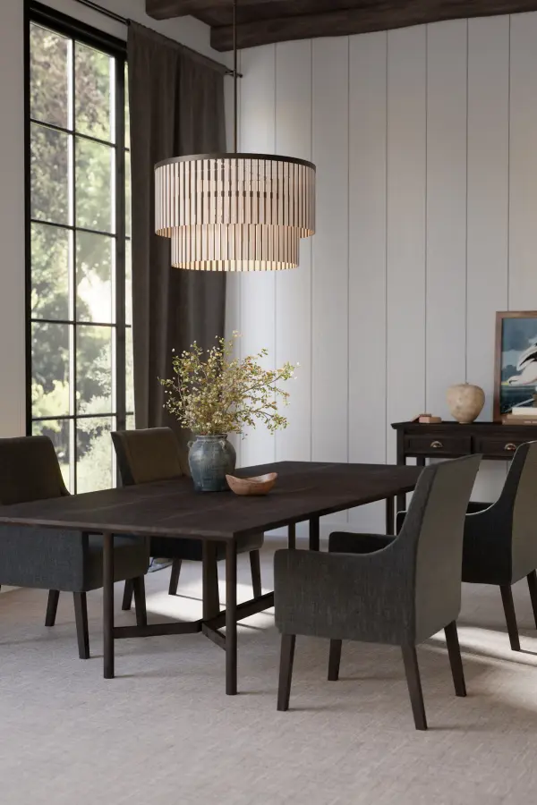 Esbelta 30.25" 6-Light Pendant in Dark Bronze and Whitewashed Wood - Image 4
