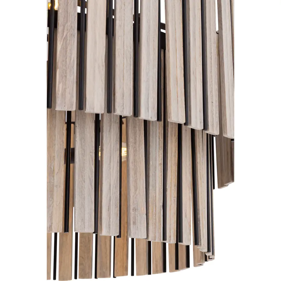 Esbelta 30.25" 6-Light Pendant in Dark Bronze and Whitewashed Wood - Image 5