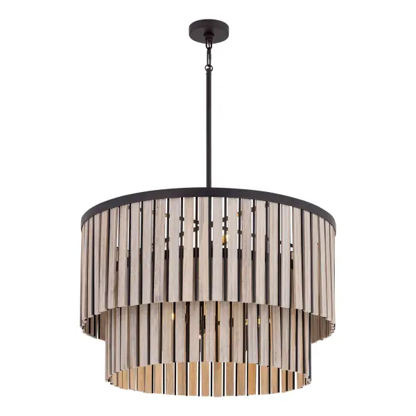 Esbelta 30.25" 6-Light Pendant in Dark Bronze and Whitewashed Wood - Image 7