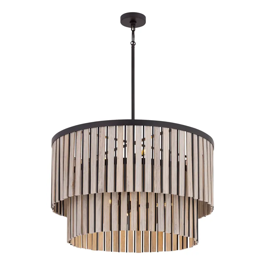 Esbelta 30.25" 6-Light Pendant in Dark Bronze and Whitewashed Wood - Image 7