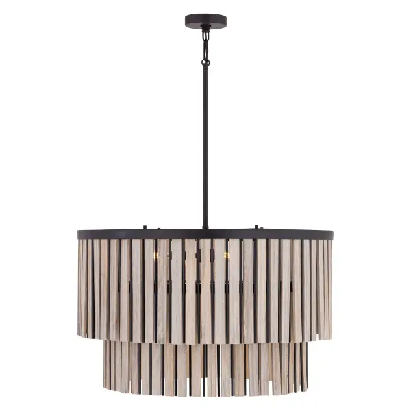 Esbelta 30.25" 6-Light Pendant in Dark Bronze and Whitewashed Wood - Image 9