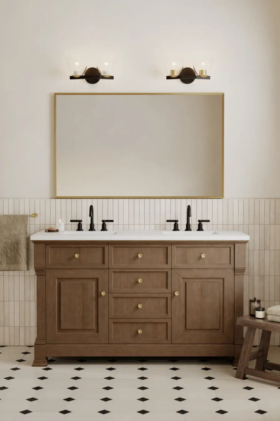 Noellea 2-Light Vanity in Dark Bronze and Legacy Brass - Image 3