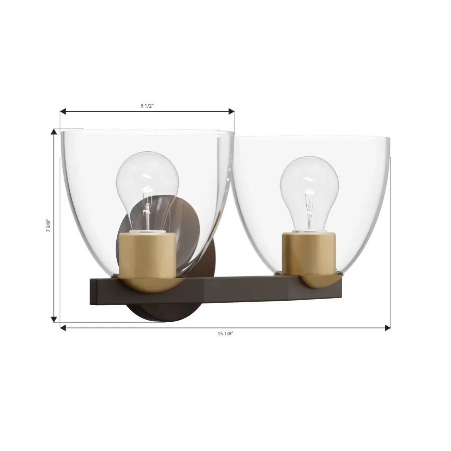 Noellea 2-Light Vanity in Dark Bronze and Legacy Brass - Image 4