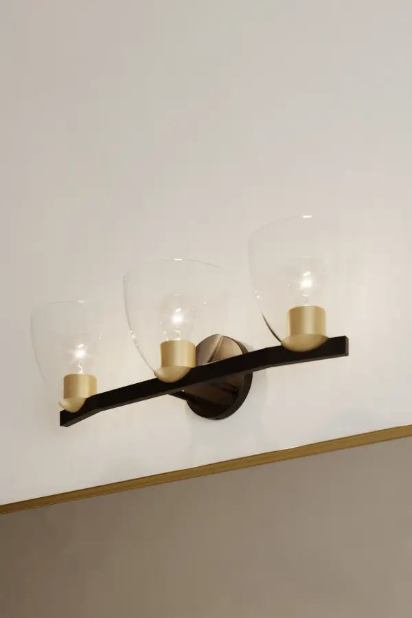 3-Light Vanity - Dark Bronze and Legacy Brass with Clear Glass - alternate view