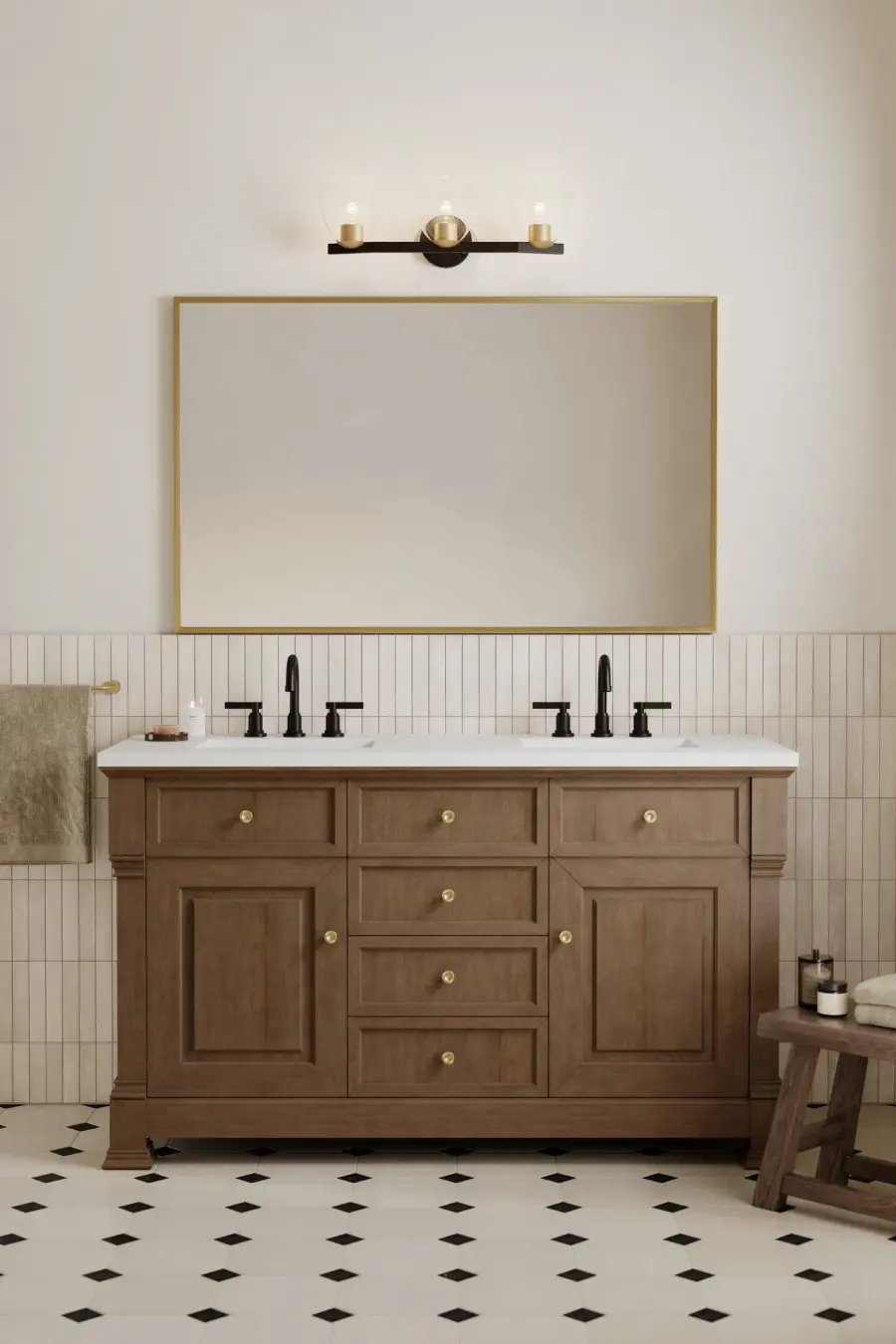 Noellea 3-Light Vanity in Dark Bronze and Legacy Brass - Image 3