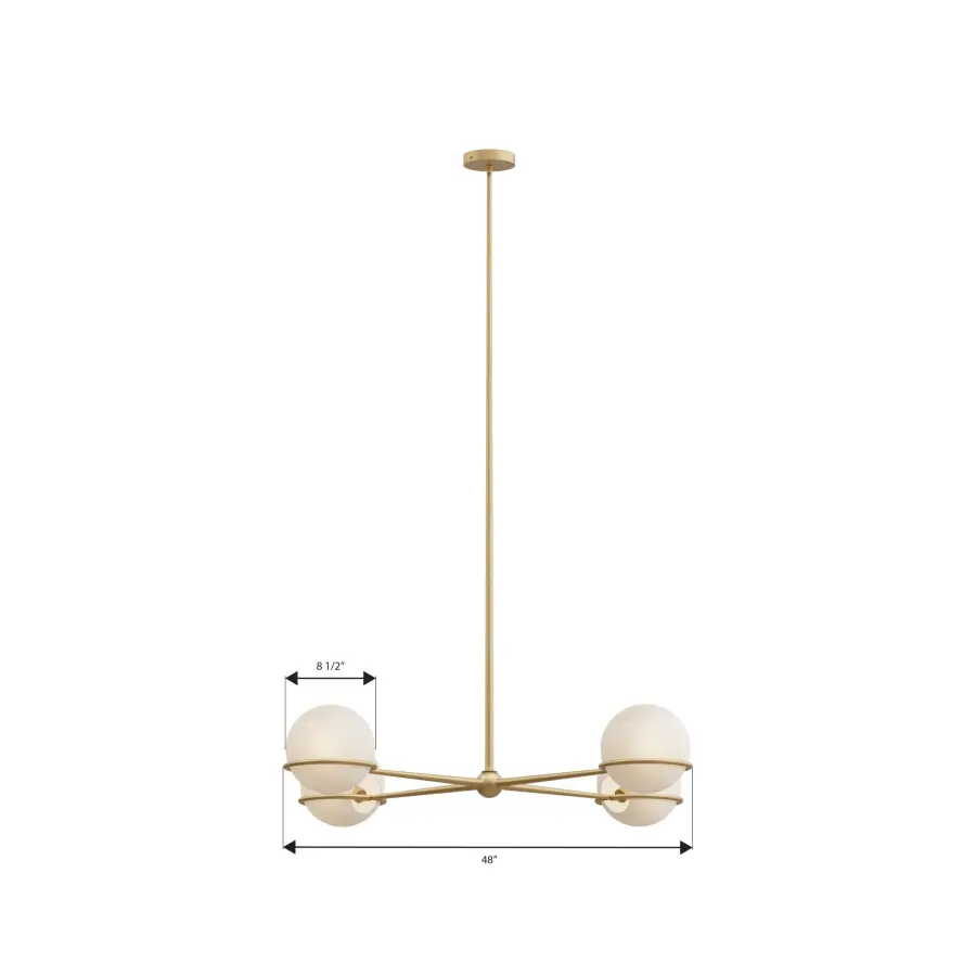 Orstyn 48" 4-Light Linear Chandelier in Legacy Brass - Image 2