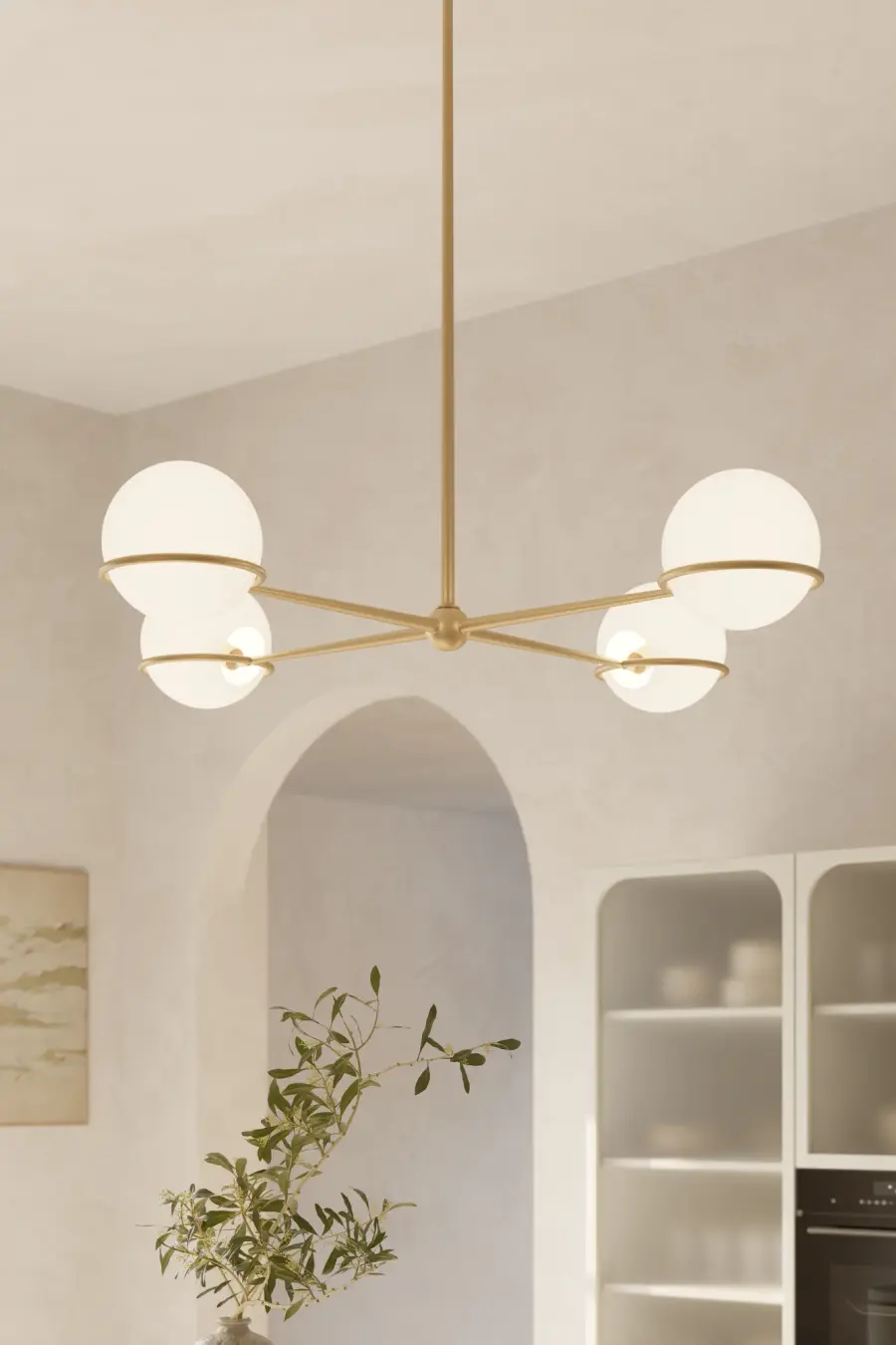 Orstyn 48" 4-Light Linear Chandelier in Legacy Brass - Image 4