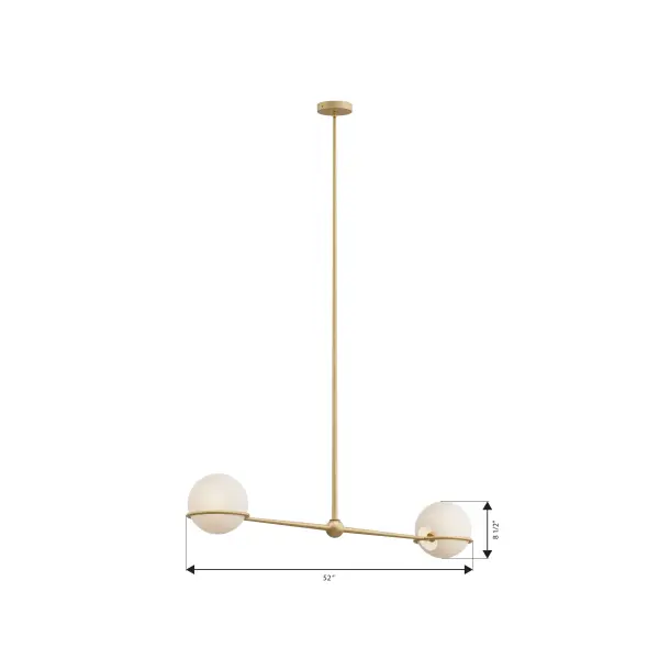 Orstyn 52" 2-Light Linear Chandelier in Legacy Brass - Image 4
