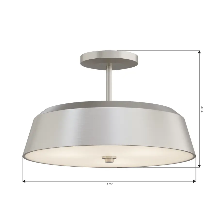 Trellwyn 15" 3-Light Semi-Flush Mount in Brushed Nickel - Image 4