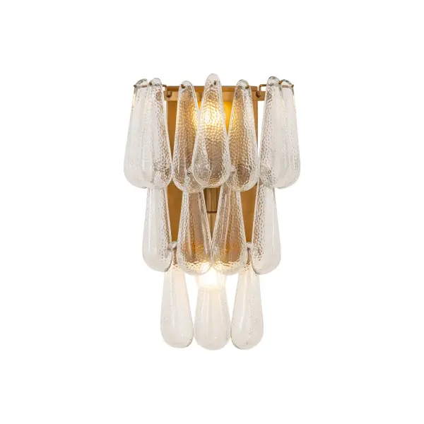 2-Light Wall Sconce - Legacy Brass with Clear Dimpled Glass