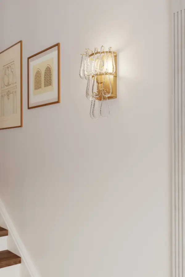 2-Light Wall Sconce - Legacy Brass with Clear Dimpled Glass - alternate view