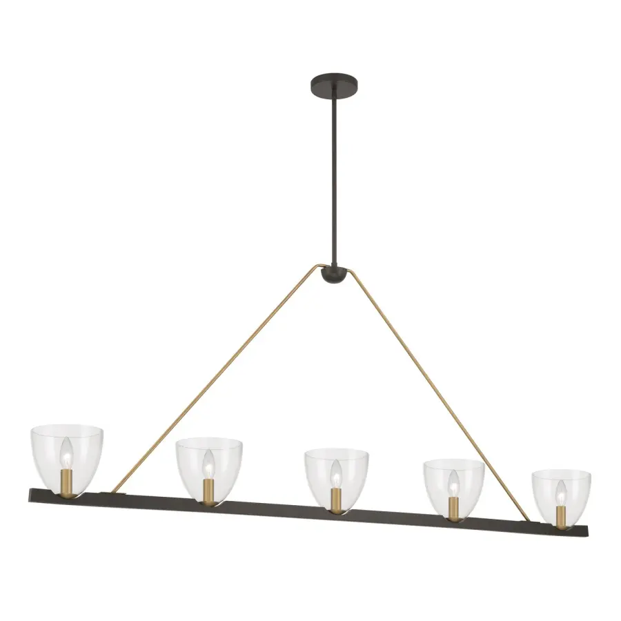 Noellea 61" 5-Light Linear Chandelier in Dark Bronze and Legacy Brass - Image 1