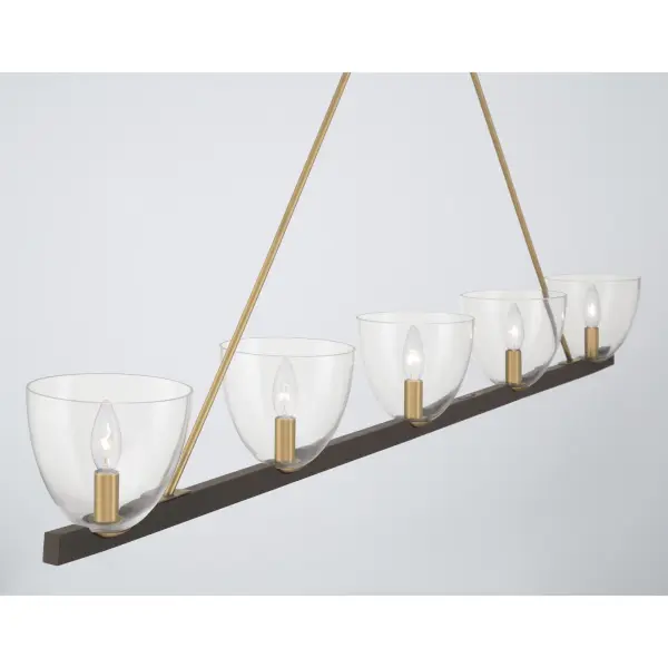 Noellea 61" 5-Light Linear Chandelier in Dark Bronze and Legacy Brass - Image 5