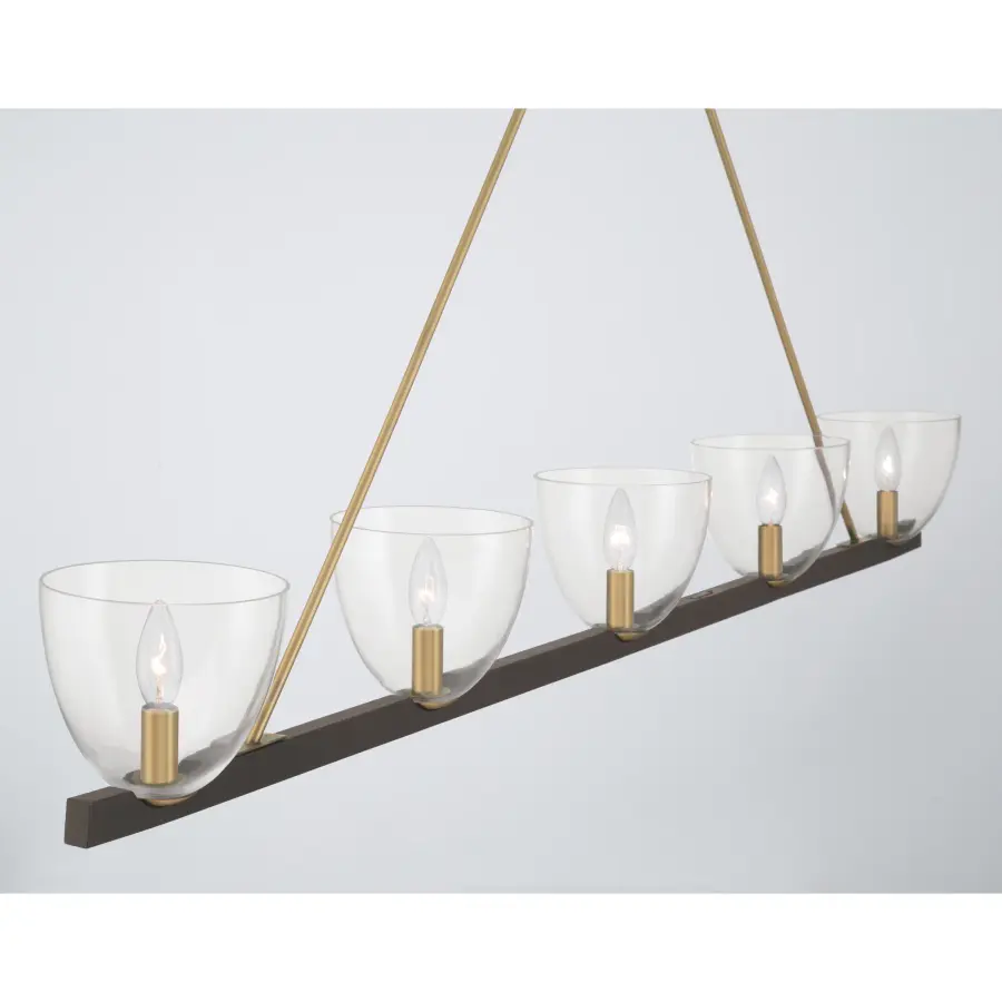 Noellea 61" 5-Light Linear Chandelier in Dark Bronze and Legacy Brass - Image 5