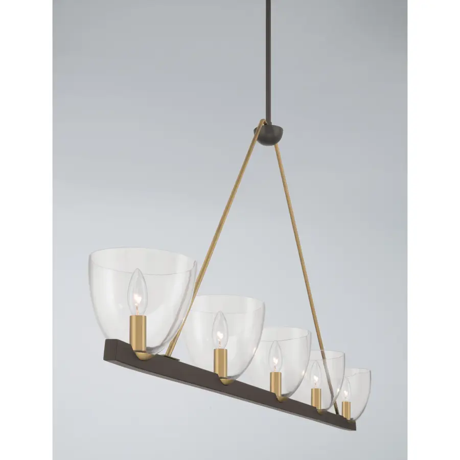 Noellea 61" 5-Light Linear Chandelier in Dark Bronze and Legacy Brass - Image 6