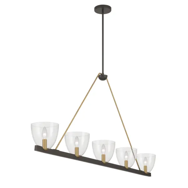 Noellea 61" 5-Light Linear Chandelier in Dark Bronze and Legacy Brass - Image 8
