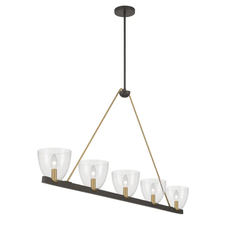 Noellea 61" 5-Light Linear Chandelier in Dark Bronze and Legacy Brass - Image 8
