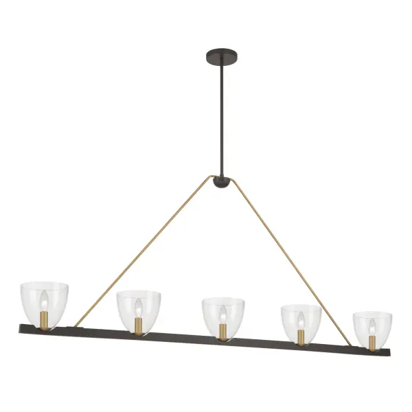 Noellea 61" 5-Light Linear Chandelier in Dark Bronze and Legacy Brass - Image 9