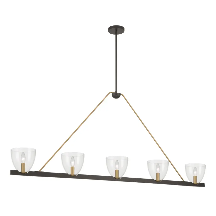 Noellea 61" 5-Light Linear Chandelier in Dark Bronze and Legacy Brass - Image 9