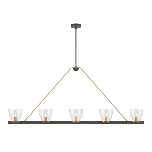 Noellea 61" 5-Light Linear Chandelier in Dark Bronze and Legacy Brass - Image 10