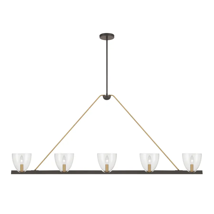 Noellea 61" 5-Light Linear Chandelier in Dark Bronze and Legacy Brass - Image 10
