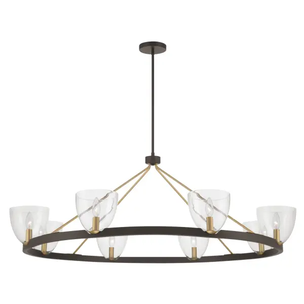 8-Light Chandelier - Dark Bronze and Legacy Brass with Clear Glass