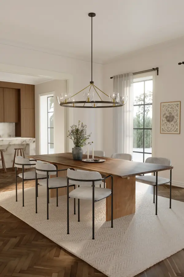8-Light Chandelier - Dark Bronze and Legacy Brass with Clear Glass - alternate view