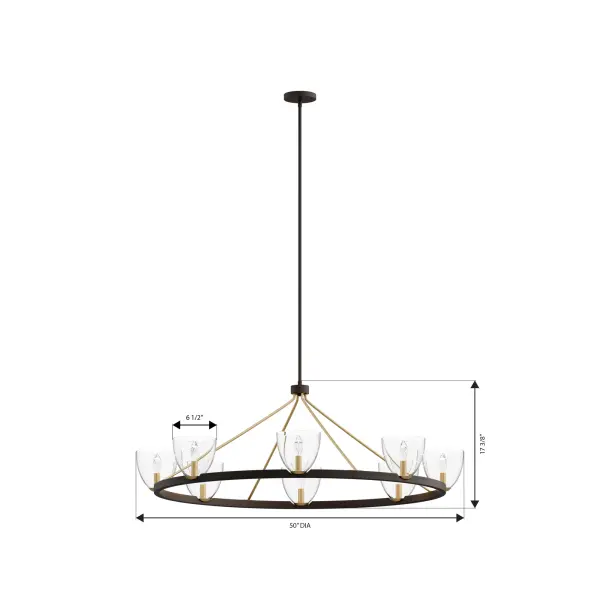 Noellea 50" 8-Light Chandelier in Dark Bronze and Legacy Brass - Image 3