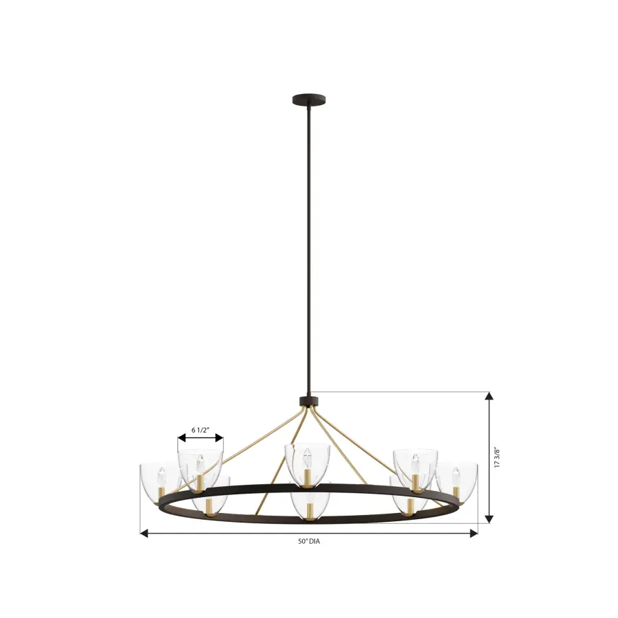 Noellea 50" 8-Light Chandelier in Dark Bronze and Legacy Brass - Image 3