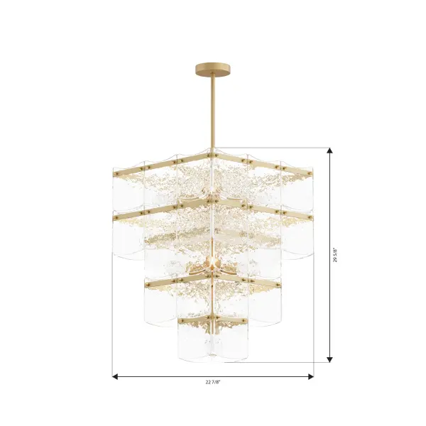 9-Light Pendant - Legacy Brass with Textured Clear Glass - alternate view