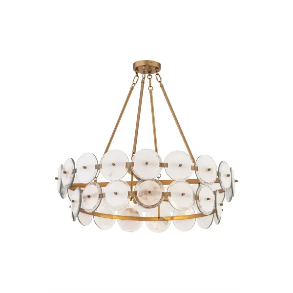 4-Light Pendant - Legacy Brass with Clear Textured Glass Alabaster
