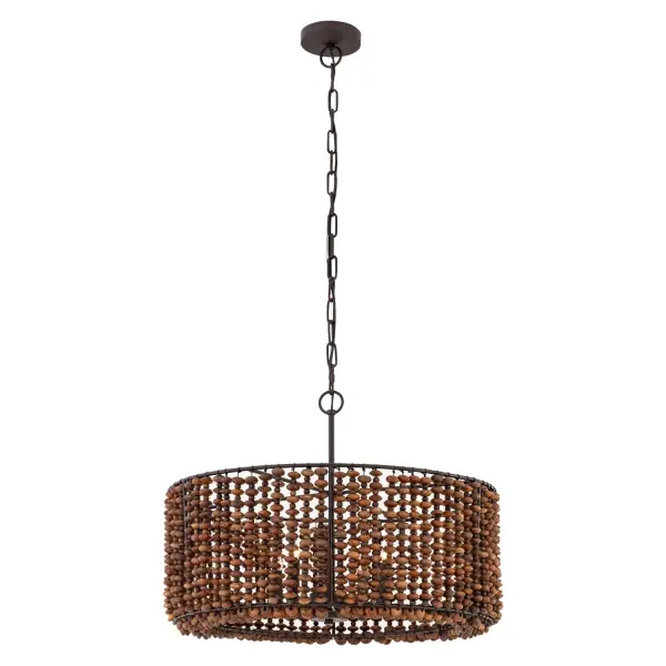 Beaudelle 26" 4-Light Pendant with Dark Brown Wood Beads - Image 1