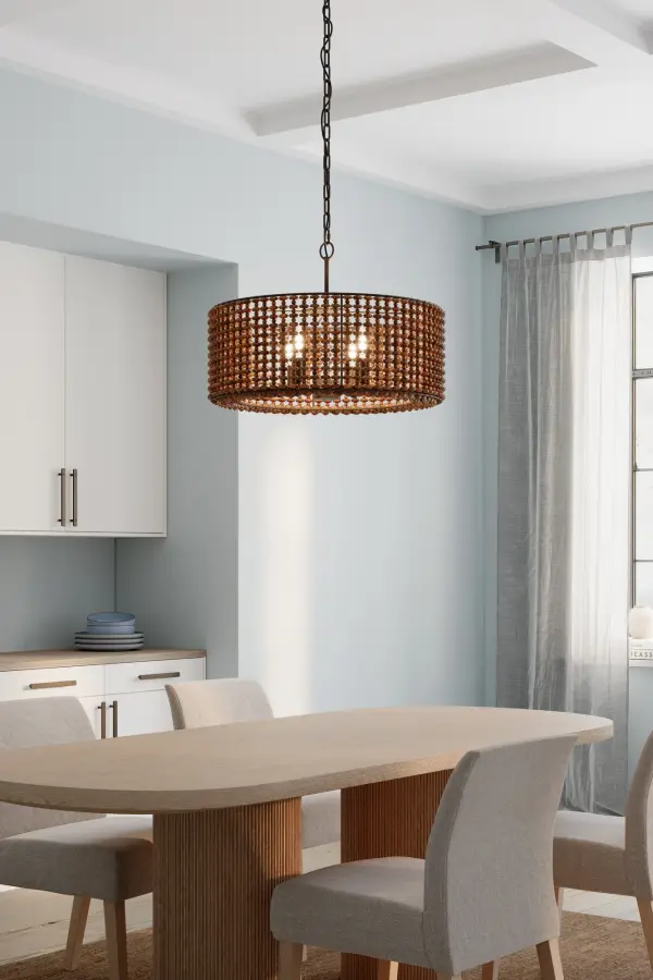 Beaudelle 26" 4-Light Pendant with Dark Brown Wood Beads - Image 3